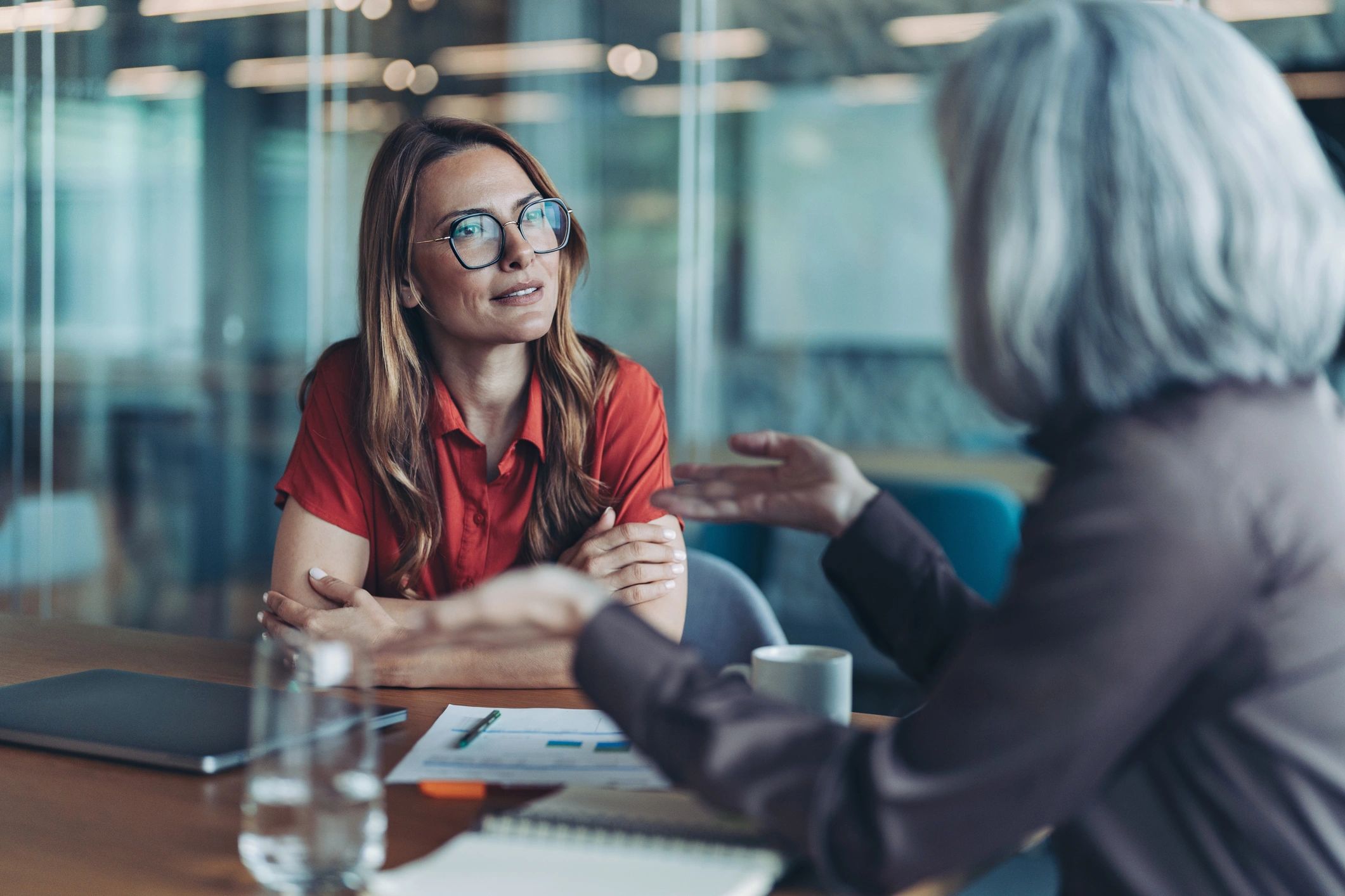 Financial mentor meeting with a client